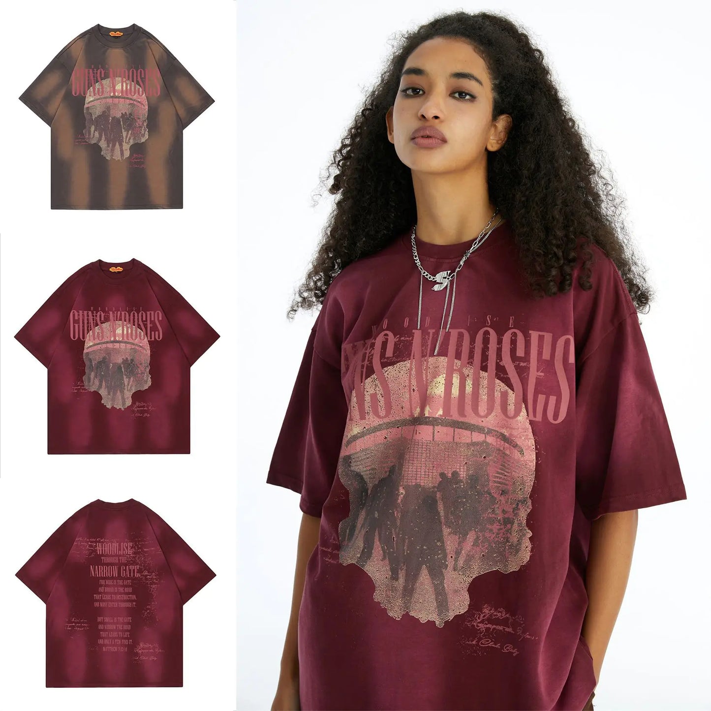Retro Spray-Dye T-Shirt for Women – Vintage Loose Fit Cotton Tee | Trendy Short Sleeve Summer Top