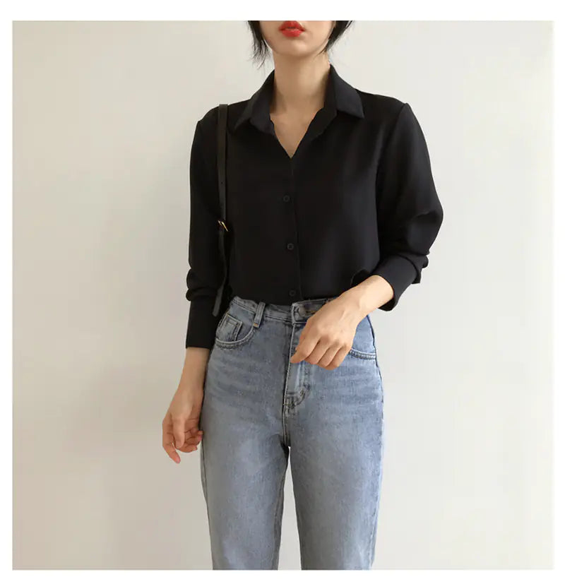Classic Chiffon Office Top for Women – Relaxed Fit