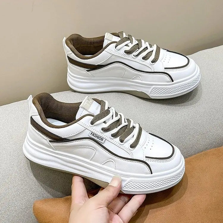 Casual Thick-Soled White Muffin Sneakers for Women - Everlynk