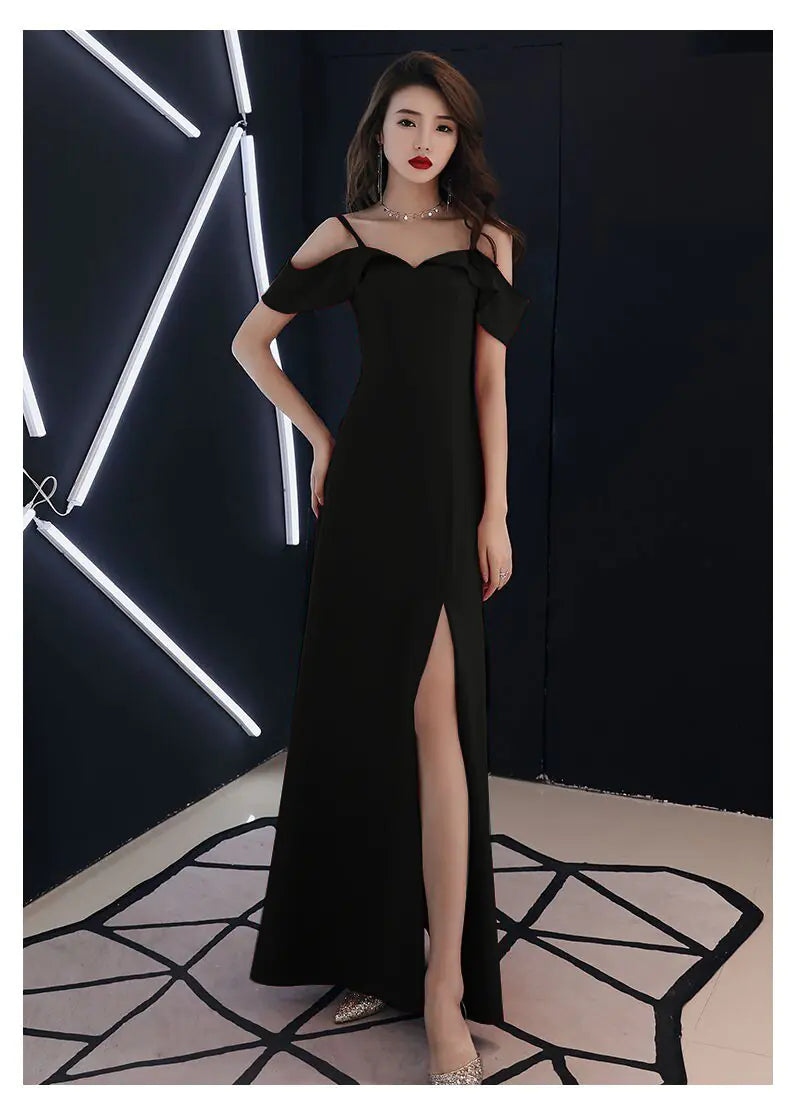 Elegant Off-Shoulder Maxi Dress with Slit - Grace That Captures Every Room