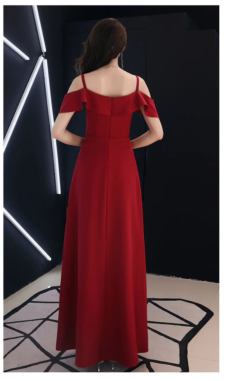 Elegant Off-Shoulder Maxi Dress with Slit - Grace That Captures Every Room