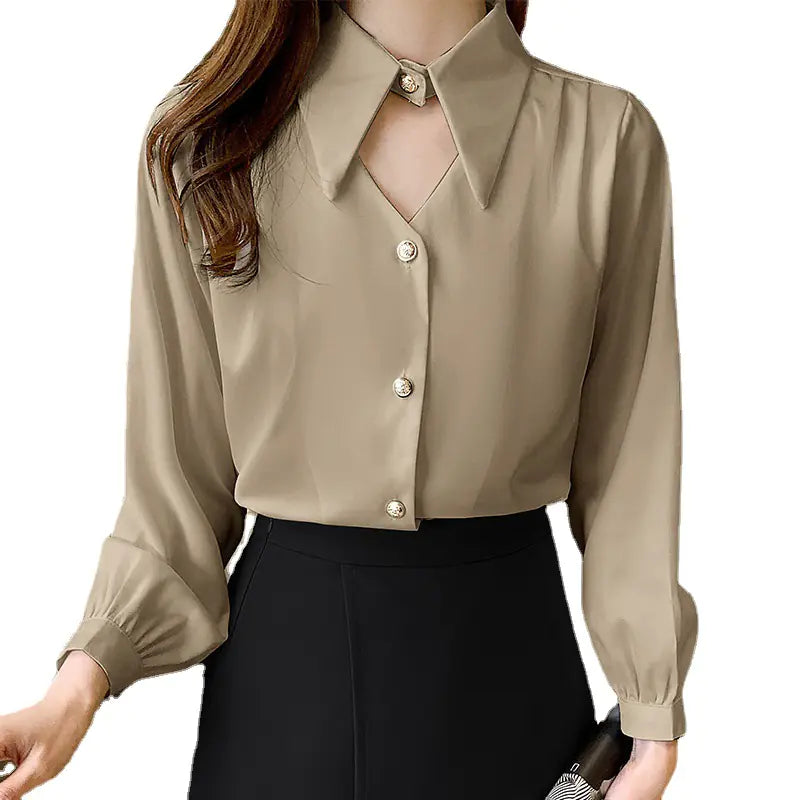 Elegant V-Neck Satin Blouse for Women – Premium Office & Casual Style - Everlynk
