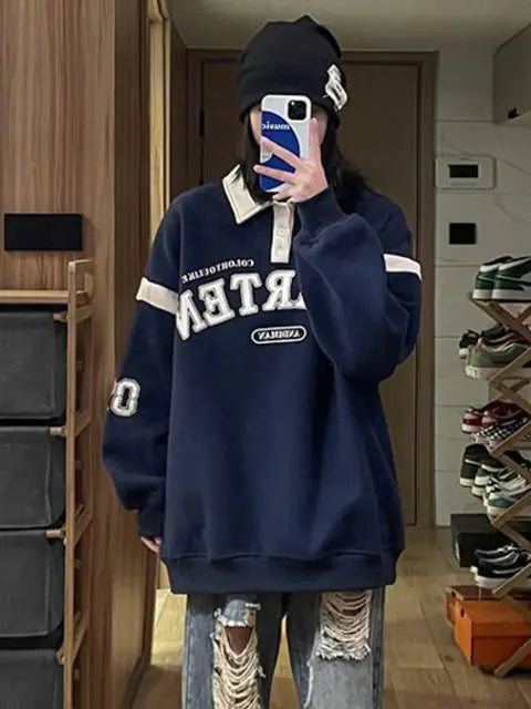 Plus Size Velvet Hoodie for Women – Oversized Pullover with Letter Print
