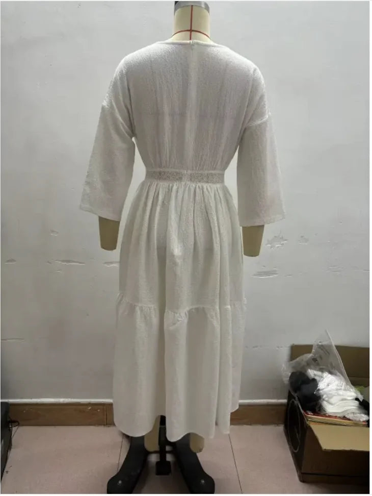 Beachside Hollow-Out Maxi Dress — Effortless, Airy & Made for Sunlit Moments