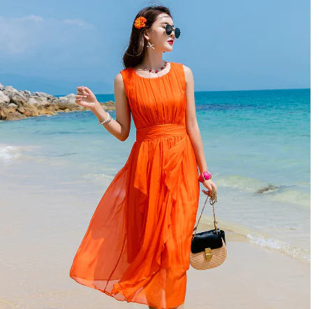 Slim Fitting White Silk Maxi Dress - Pure Elegance in Motion