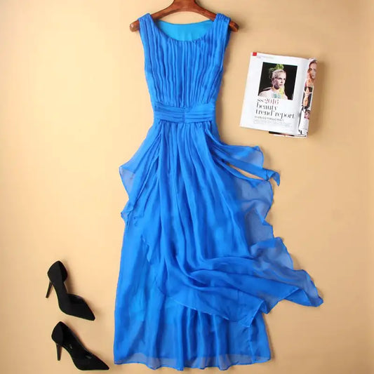 Slim Fitting White Silk Maxi Dress - Pure Elegance in Motion