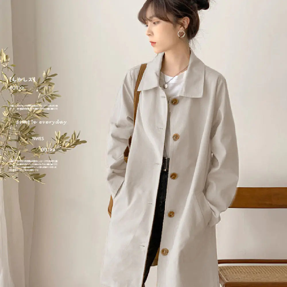Women's Mid-Length Trench Coat for Early Autumn