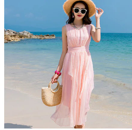 Slim Fitting White Silk Maxi Dress - Pure Elegance in Motion