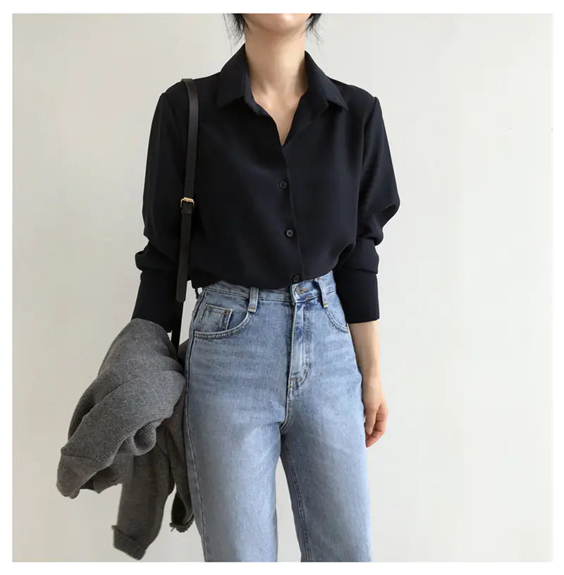 Classic Chiffon Office Top for Women – Relaxed Fit