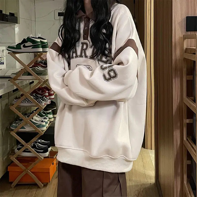 Plus Size Velvet Hoodie for Women – Oversized Pullover with Letter Print