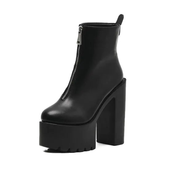 Women’s Chunky Heeled Martin Boots – Waterproof Elegance Meets Everyday Confidence