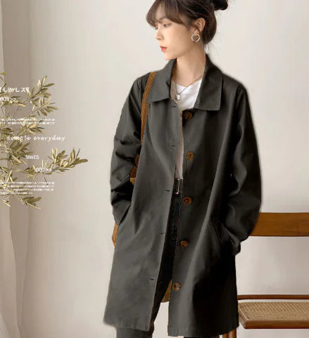 Women's Mid-Length Trench Coat for Early Autumn