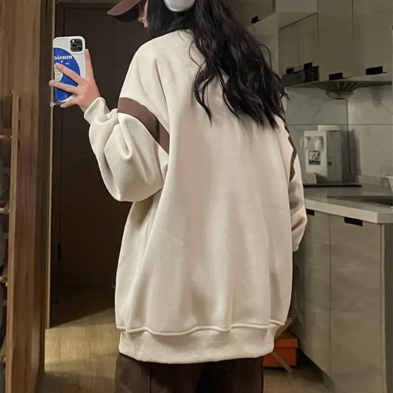 Plus Size Velvet Hoodie for Women – Oversized Pullover with Letter Print