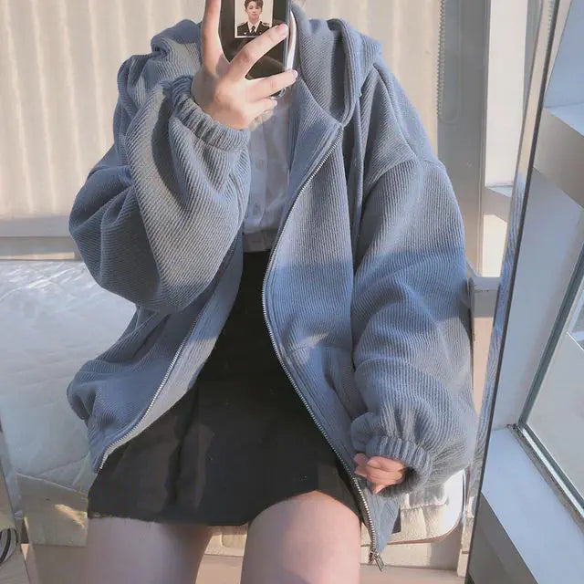 Cozy Zip-Up Hooded Cardigan Sweatshirt – Fall & Winter Essential