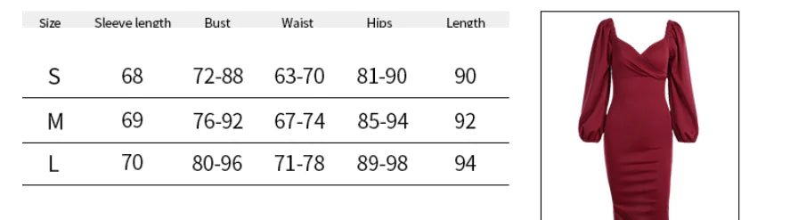 Low-Cut Midi Dress with Fluffy Sleeves – Classic Desire