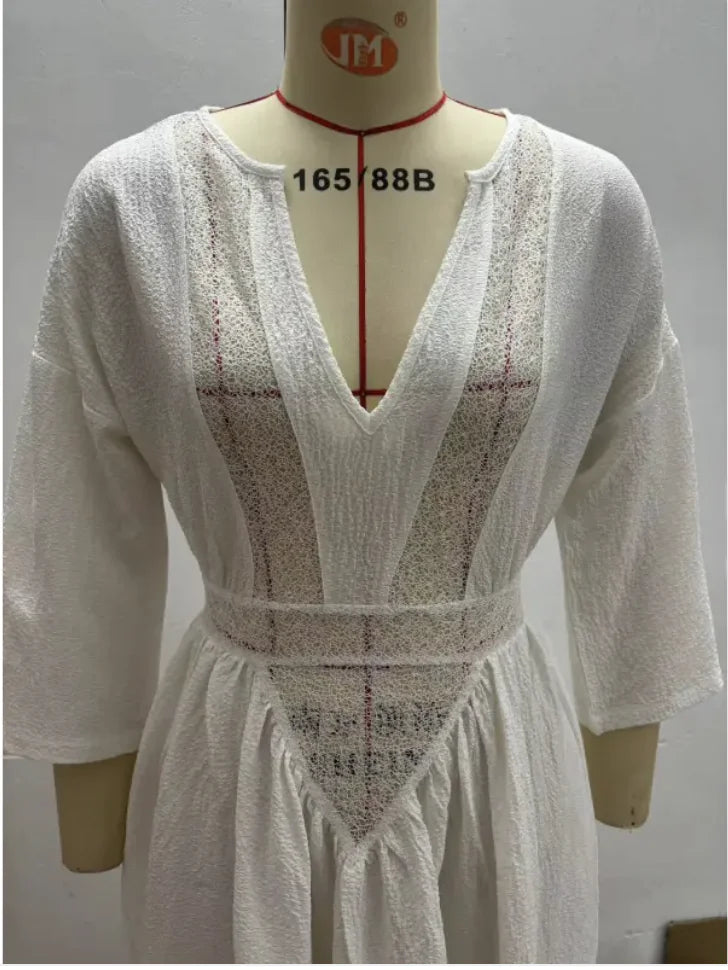 Beachside Hollow-Out Maxi Dress — Effortless, Airy & Made for Sunlit Moments