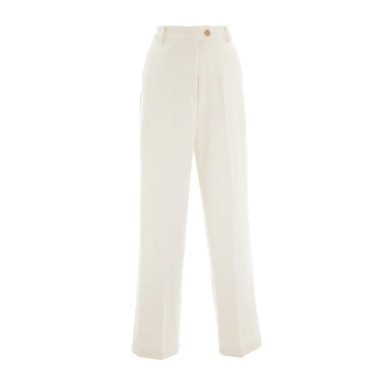White High-Waisted Loose Fit Suit Trousers — Effortless Grace for Everyday Elegance