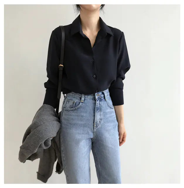 Classic Chiffon Office Top for Women – Relaxed Fit
