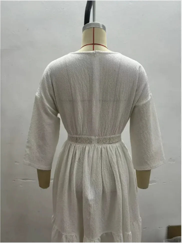 Beachside Hollow-Out Maxi Dress — Effortless, Airy & Made for Sunlit Moments