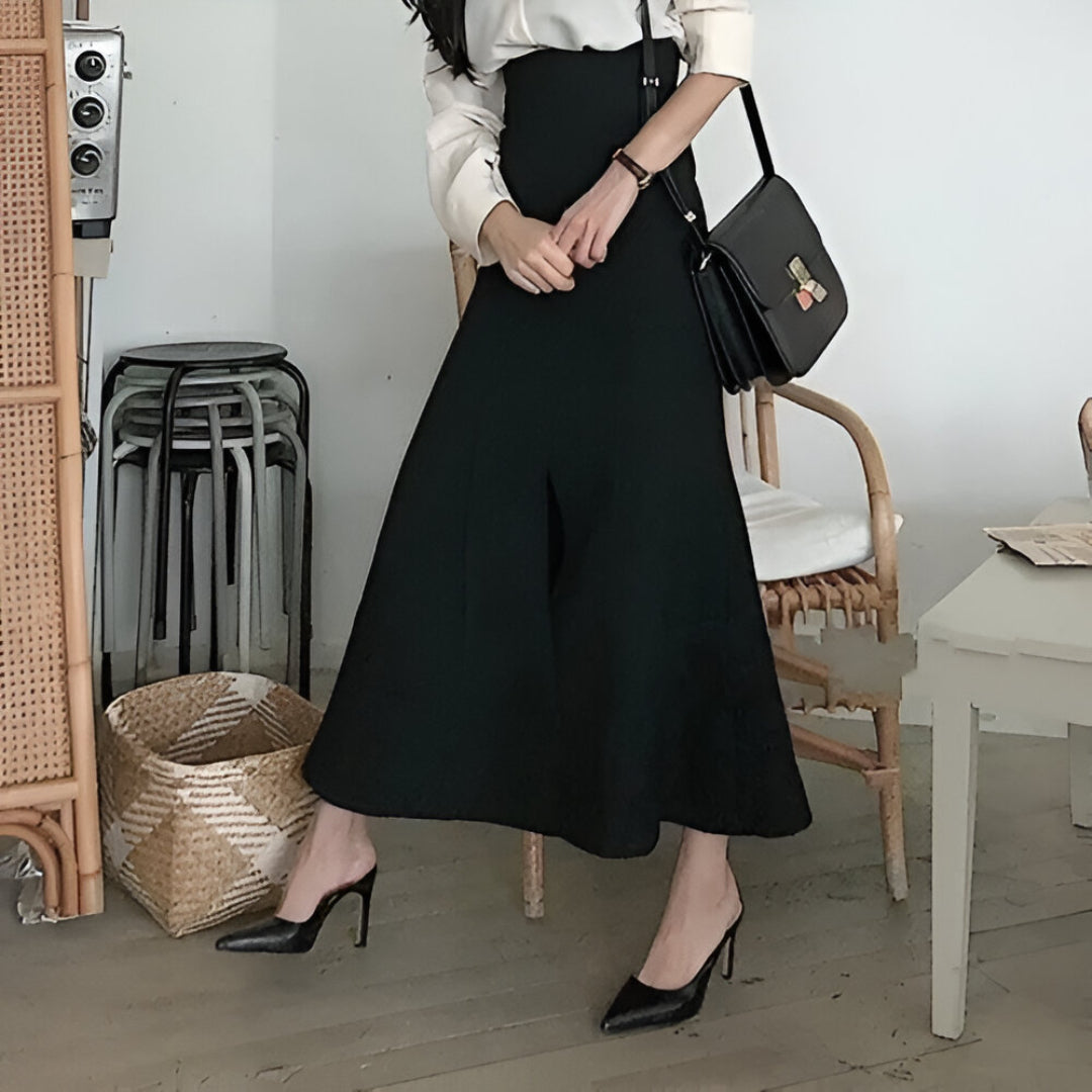 Elegant Shirt & High Waist Skirt Set – Autumn/Winter Chic