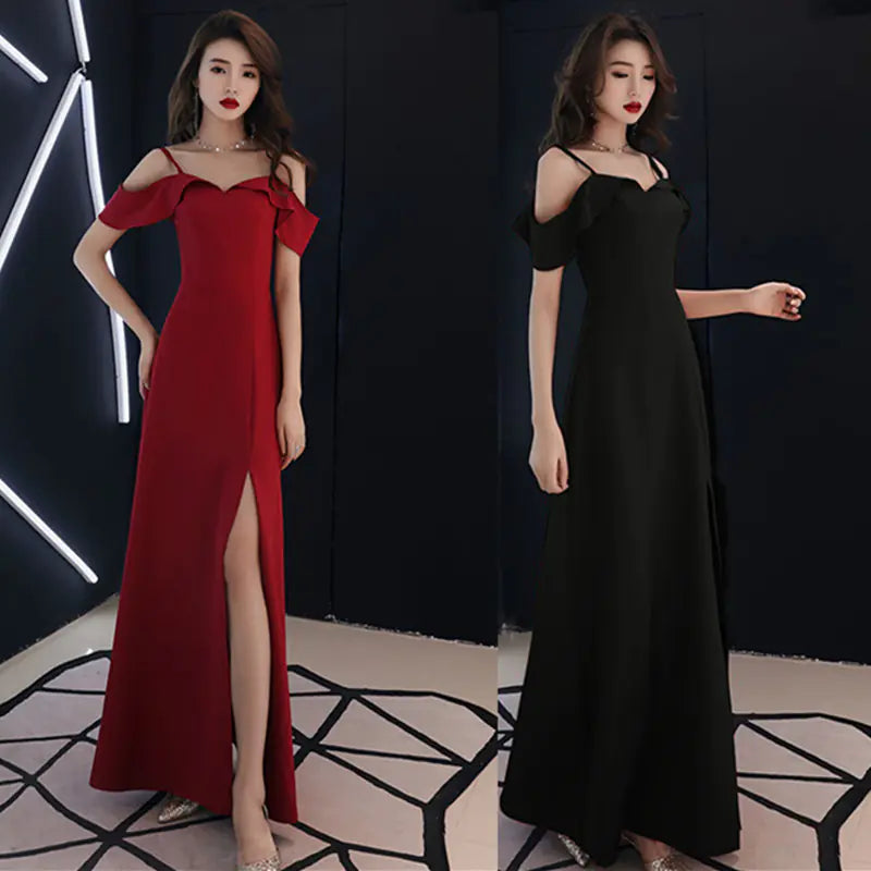 Elegant Off-Shoulder Maxi Dress with Slit - Grace That Captures Every Room