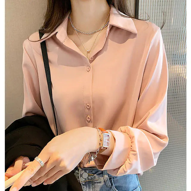 Korean Stylish Loose Solid Color Women’s Office Shirt