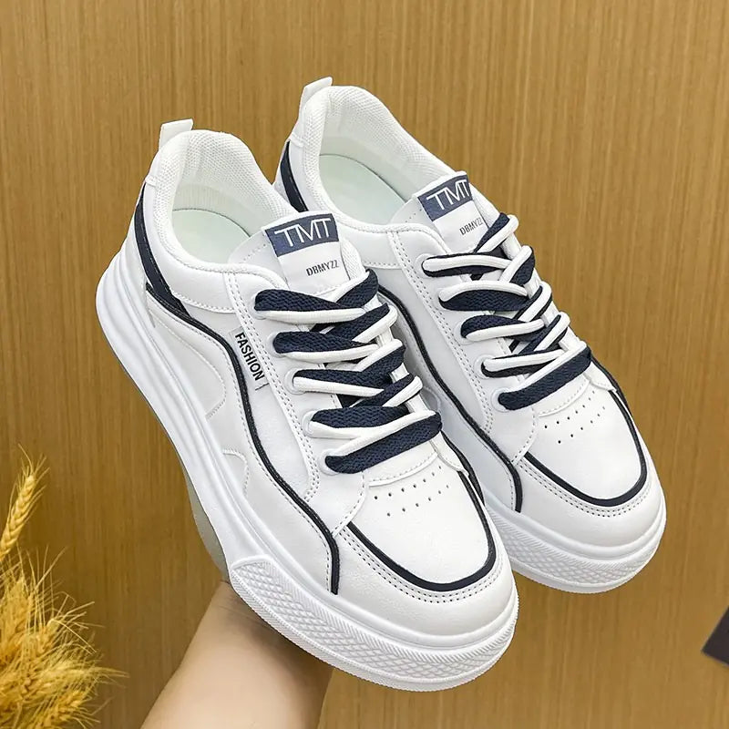 Casual Thick-Soled White Muffin Sneakers for Women - Everlynk